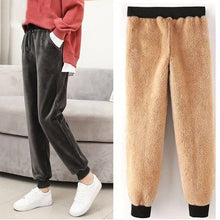 Load image into Gallery viewer, Slim Women Pant Winter Lambskin Cashmere Pants Warm Female Casual Pants Harem Pants Lined Fleece Trousers Autumn Sweatpants