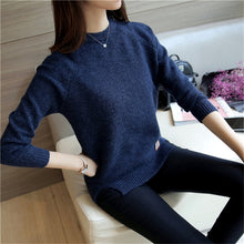 Load image into Gallery viewer, 2019 Women Sweaters And Pullovers Autumn Winter Long Sleeve Pull Femme Solid Pullover Female Casual Short Knitted Sweater W1629