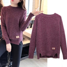 Load image into Gallery viewer, 2019 Women Sweaters And Pullovers Autumn Winter Long Sleeve Pull Femme Solid Pullover Female Casual Short Knitted Sweater W1629
