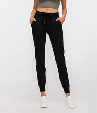 Load image into Gallery viewer, NWT Waist Drawstring Pants Fitness Women Sweatpants with Two Side Pockets 4-Way Stretch Leggings Lady Stretchy Pants