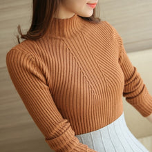 Load image into Gallery viewer, Fashion Solid White and Black Tops Sweaters 2019 Winter Long Sleeve Turtleneck Pullovers Womens Sweaters Femme Clothing 5218 50