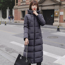 Load image into Gallery viewer, 2019 Winter Women Jacket X-long Hooded Cotton Padded Female Coat High Quality Warm Outwear Womens Parka Manteau Femme Hiver