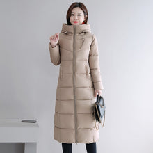 Load image into Gallery viewer, 2019 Winter Women Jacket X-long Hooded Cotton Padded Female Coat High Quality Warm Outwear Womens Parka Manteau Femme Hiver