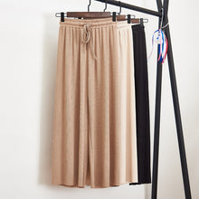 Load image into Gallery viewer, Women Summer Thin Knit Trousers Black Wide Leg Loose Pants Ankle Length Pants Casual trouser Elastic Waist Plus Size Pants S-4XL