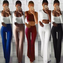 Load image into Gallery viewer, Summer Autumn Solid Elegant Female Lady Women's Palazzo Flared Wide Killer Legs Pants High Waist OL Ladies Career Long Trousers