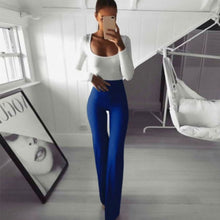 Load image into Gallery viewer, Summer Autumn Solid Elegant Female Lady Women's Palazzo Flared Wide Killer Legs Pants High Waist OL Ladies Career Long Trousers