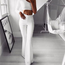 Load image into Gallery viewer, Summer Autumn Solid Elegant Female Lady Women's Palazzo Flared Wide Killer Legs Pants High Waist OL Ladies Career Long Trousers