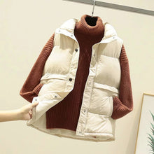 Load image into Gallery viewer, 2020 Women Sleeveless Vest Winter Warm Plus Size 2XL Down Cotton Padded Jacket Female Veats Mandarin Collar Sleeveless Waistcoat