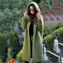 Load image into Gallery viewer, Women's Sweaters Winter 2020 Fashionable Casual Loose Sweater Female Autumn Cardigans Single Breasted Puff Hooded Coat Plus Size