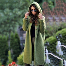Load image into Gallery viewer, Women's Sweaters Winter 2020 Fashionable Casual Loose Sweater Female Autumn Cardigans Single Breasted Puff Hooded Coat Plus Size