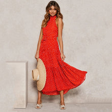 Load image into Gallery viewer, Summer Long Dress Polka Dot Casual Dresses Black Sexy Halter Strapless New 2020 Yellow Sundress Vacation Clothes For Women