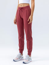 Load image into Gallery viewer, NWT Waist Drawstring Pants Fitness Women Sweatpants with Two Side Pockets 4-Way Stretch Leggings Lady Stretchy Pants