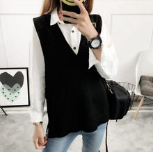 Load image into Gallery viewer, 2020 Women Sweater Spring Autumn Wool Vest Sleeveless O-Neck Knitted Vests Long Sections Poullover Vest Female Jumper Pull Femme
