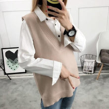 Load image into Gallery viewer, 2020 Women Sweater Spring Autumn Wool Vest Sleeveless O-Neck Knitted Vests Long Sections Poullover Vest Female Jumper Pull Femme