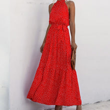 Load image into Gallery viewer, Summer Elegant Sexy beach long Dress Women 2020 Fashion Print Flowers Polka-dot strap Ladies Halter boho dress women vestidos