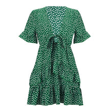 Load image into Gallery viewer, hirigin 2020 Women Dress Boho Floral Ruffle Short Mini Dress Summer Knot Sexy V-Neck Party Holiday Dress Femme vestido de mujer