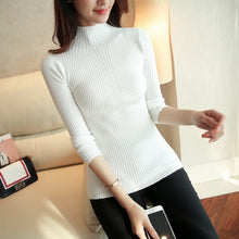 Load image into Gallery viewer, Fashion Solid White and Black Tops Sweaters 2019 Winter Long Sleeve Turtleneck Pullovers Womens Sweaters Femme Clothing 5218 50