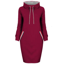 Load image into Gallery viewer, Dress Women Autumn Winter Sweatshirt Dress 6 Colors Slim Long Sleeves Turtleneck Drawstring Harajuku Hoodies Moletom Feminino Ez