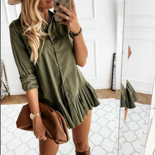 Load image into Gallery viewer, Autumn Long Sleeve White Pleated Shirt Dress 2020 Women Casual Turn Down Collar Mini Dress Button Lady A Line Office Vestidos