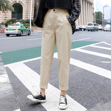 Load image into Gallery viewer, Womens Straight Casual Pants Fashion Overalls Korean High Waist Harem Pants Loose Elastic Waist Plus Size Pants Women Trousers
