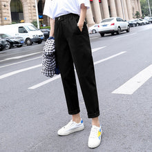 Load image into Gallery viewer, Womens Straight Casual Pants Fashion Overalls Korean High Waist Harem Pants Loose Elastic Waist Plus Size Pants Women Trousers
