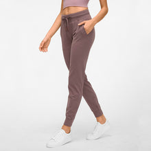 Load image into Gallery viewer, NWT Waist Drawstring  Pants Fitness Women Sweatpants with Two Side Pockets 4-Way Stretch Leggings Lady Stretchy Pants
