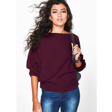 Load image into Gallery viewer, Women Casual Loose Sweaters  Autumn Winter Long Batwing Sleeve Solid Color Pullovers Woman Thin Sweater Jumper For Lady
