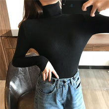 Load image into Gallery viewer, 2020 Autumn Winter Thick Sweater Women Knitted Ribbed Pullover Sweater Long Sleeve Turtleneck Slim Jumper Soft Warm Pull Femme
