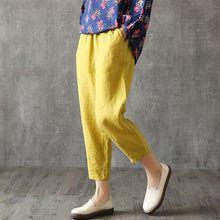 Load image into Gallery viewer, Plus Size Cotton Linen Trousers Women Summer Loose Harem High Waist Stripe Pocket Pant Casual Pantalon Female Sweatpants Trouser
