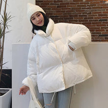 Load image into Gallery viewer, Korean Style 2019 Winter Jacket Women Stand Collar Solid Black White Female Down Coat Loose Oversized Womens Short Parka
