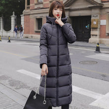 Load image into Gallery viewer, 2019 Winter Women Jacket X-long Hooded Cotton Padded Female Coat High Quality Warm Outwear Womens Parka Manteau Femme Hiver
