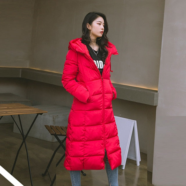 2019 Winter Women Jacket X-long Hooded Cotton Padded Female Coat High Quality Warm Outwear Womens Parka Manteau Femme Hiver