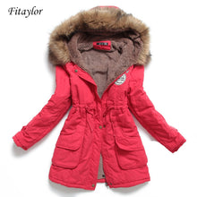 Load image into Gallery viewer, new winter women jacket medium-long thicken plus size 4XL outwear hooded wadded coat slim parka cotton-padded jacket overcoat
