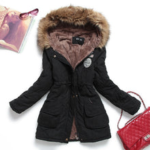 Load image into Gallery viewer, new winter women jacket medium-long thicken plus size 4XL outwear hooded wadded coat slim parka cotton-padded jacket overcoat
