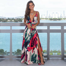 Load image into Gallery viewer, Women&#39;s Sling Floral Long Dresses arrival Summer Boho V-Neck Sleeveless  Party Beach Floarl Print  Maxi Dress Casual Sundress
