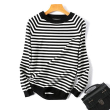 Load image into Gallery viewer, 2020 Autumn Winter Long Sleeve Striped Pullover Women Sweater Knitted Sweaters O-Neck Tops Korean Pull Femme Jumper Female White
