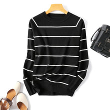 Load image into Gallery viewer, 2020 Autumn Winter Long Sleeve Striped Pullover Women Sweater Knitted Sweaters O-Neck Tops Korean Pull Femme Jumper Female White
