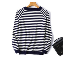 Load image into Gallery viewer, 2020 Autumn Winter Long Sleeve Striped Pullover Women Sweater Knitted Sweaters O-Neck Tops Korean Pull Femme Jumper Female White
