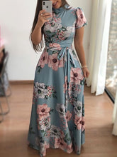 Load image into Gallery viewer, Women autumn Dress 2020 Casual Long Sleeve Long Dress Boho Floral Print Maxi Dress Turtleneck Bandage Elegant Dresses Vestidos
