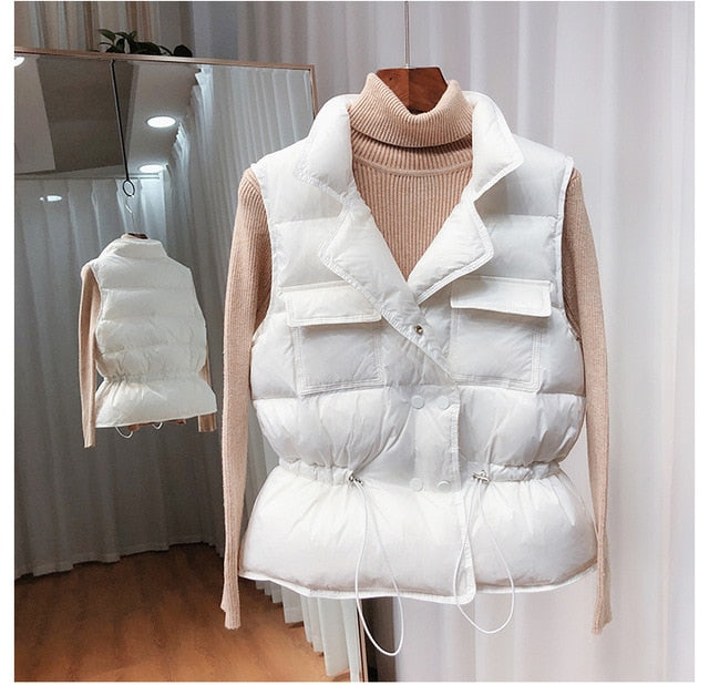 2020 New Ultra Light Down Vest Women Short Vest Windproof Lightweight Warm Waistcoat Female White Duck Down Down Coat Sleeveless