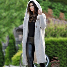 Load image into Gallery viewer, Women&#39;s Sweaters Winter 2020 Fashionable Casual Loose Sweater Female Autumn Cardigans Single Breasted Puff Hooded Coat Plus Size
