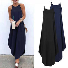 Load image into Gallery viewer, Women Dress Summer 2020 Casual Sleeveless Halter Solid Beach Long Dress Round Neck Sling Fashion Beach Clothes Plus Size 5XL
