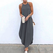 Load image into Gallery viewer, Women Dress Summer 2020 Casual Sleeveless Halter Solid Beach Long Dress Round Neck Sling Fashion Beach Clothes Plus Size 5XL
