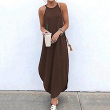 Load image into Gallery viewer, Women Dress Summer 2020 Casual Sleeveless Halter Solid Beach Long Dress Round Neck Sling Fashion Beach Clothes Plus Size 5XL
