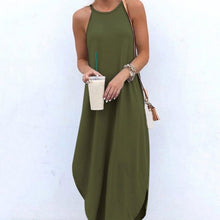 Load image into Gallery viewer, Women Dress Summer 2020 Casual Sleeveless Halter Solid Beach Long Dress Round Neck Sling Fashion Beach Clothes Plus Size 5XL
