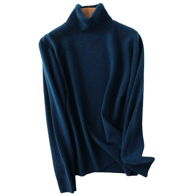 100% Merino Wool Women Turtleneck Sweater 2020 Autumn Winter Warm Soft knitted Pullover Femme Jumper Women Cashmere Sweater