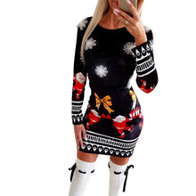 Load image into Gallery viewer, Dresses for Women Christmas Bodycon 2020 Fashion knitted Print Woman Dress Long Sleeve Autumn Winter Clothing for Female D30
