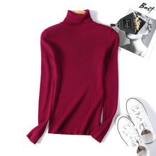 Load image into Gallery viewer, Winter autumn turtleneck Black Sweater Women Skinny Elastic Knitted Soft Pullover Sweater female Full korean fashion Pullovers

