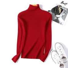 Load image into Gallery viewer, Winter autumn turtleneck Black Sweater Women Skinny Elastic Knitted Soft Pullover Sweater female Full korean fashion Pullovers

