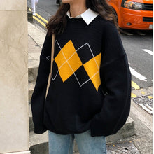 Load image into Gallery viewer, Women&#39;s Sweater Winter Geometric Pattern Fashion Basic Casual Regular Tops Female Long Sleeve Korean Oversize Jumpers Pullovers
